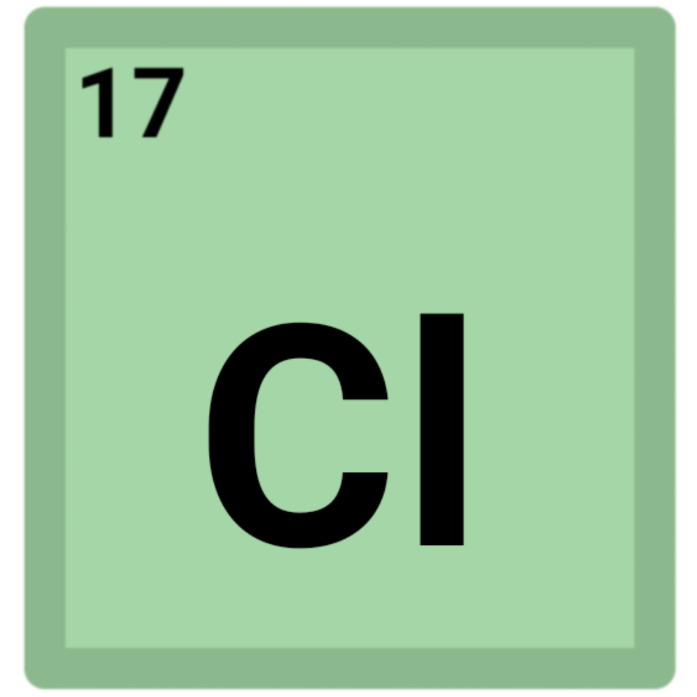 a light green square with 'Cl' in the middle and a '17' in the top left corner.